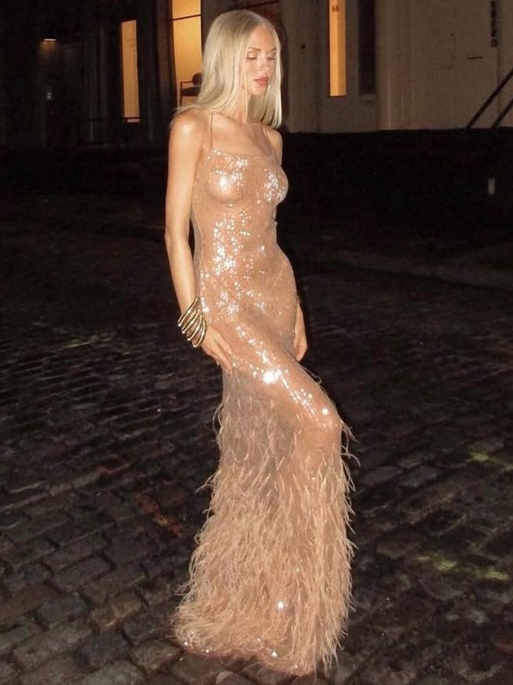 NWOT RETROFETE ODESSA SEQUIN FEATHER DRESS SIZE S $1998 - Picture 5 of 14